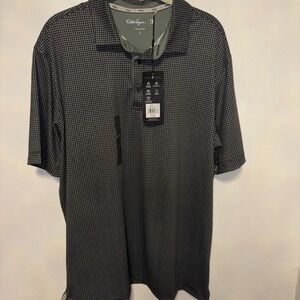 Walter Hagen Golf Polo Shirt Mens Black small squares Short Sleeve Sz L NWT